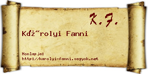 Károlyi Fanni névjegykártya