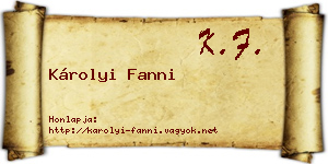 Károlyi Fanni névjegykártya